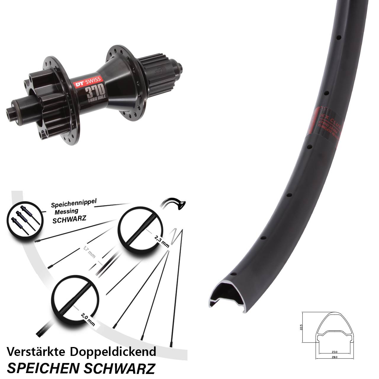 KX Clue DT Swiss 370 650B 6-Loch Hinterrad QR Micro Spline