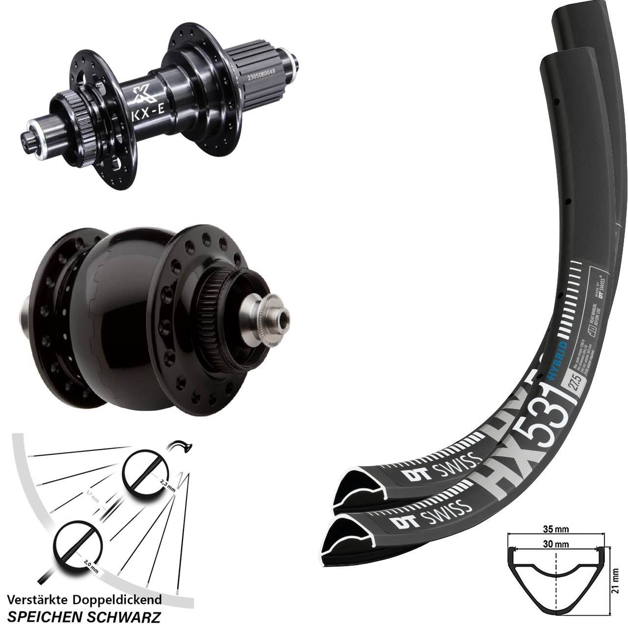 Disc Laufradsatz QR 29 Zoll DT Swiss HX531 KX-E SON 28 Shimano Micro Spline