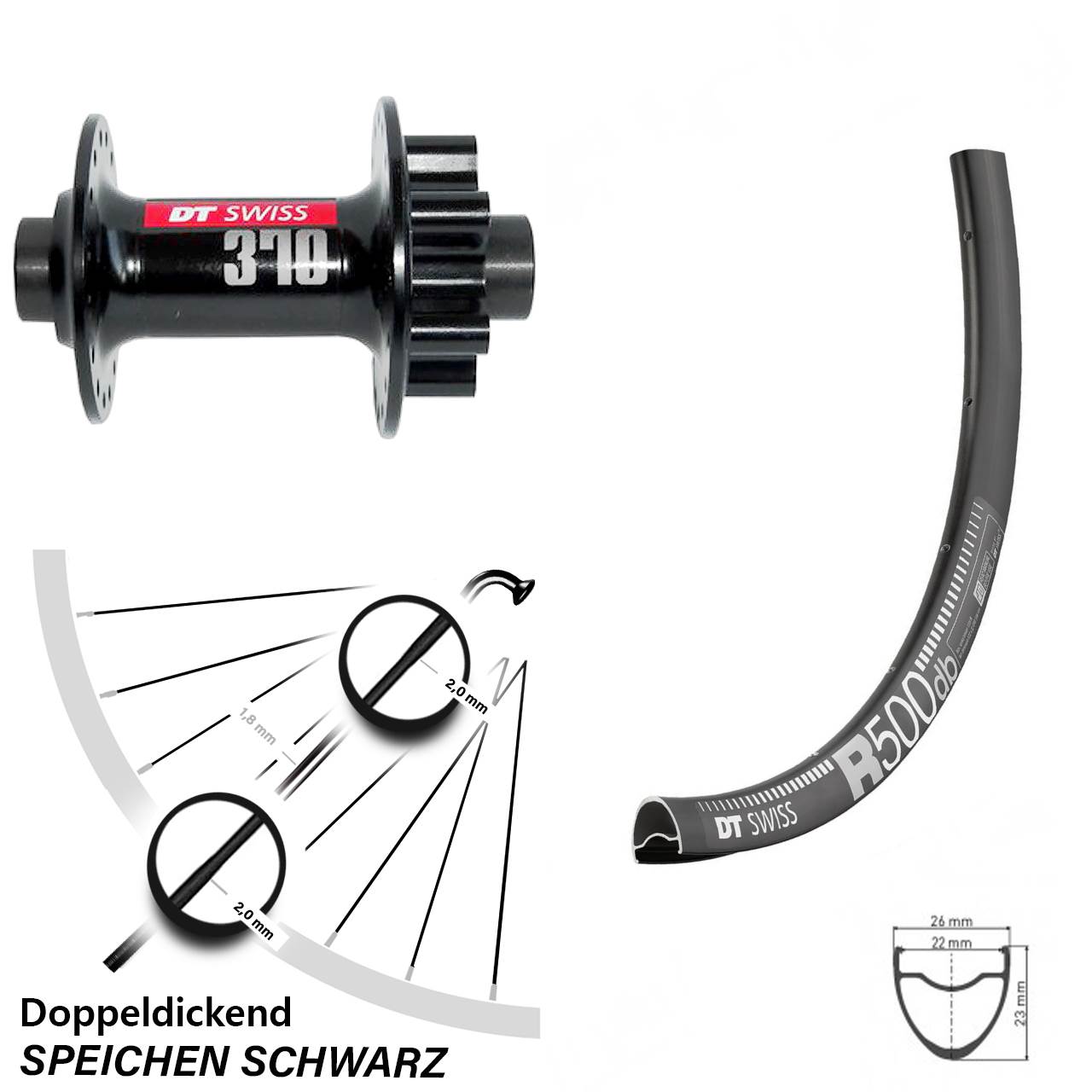 29 Zoll DT Swiss R500-370 Disc Laufrad 12x100
