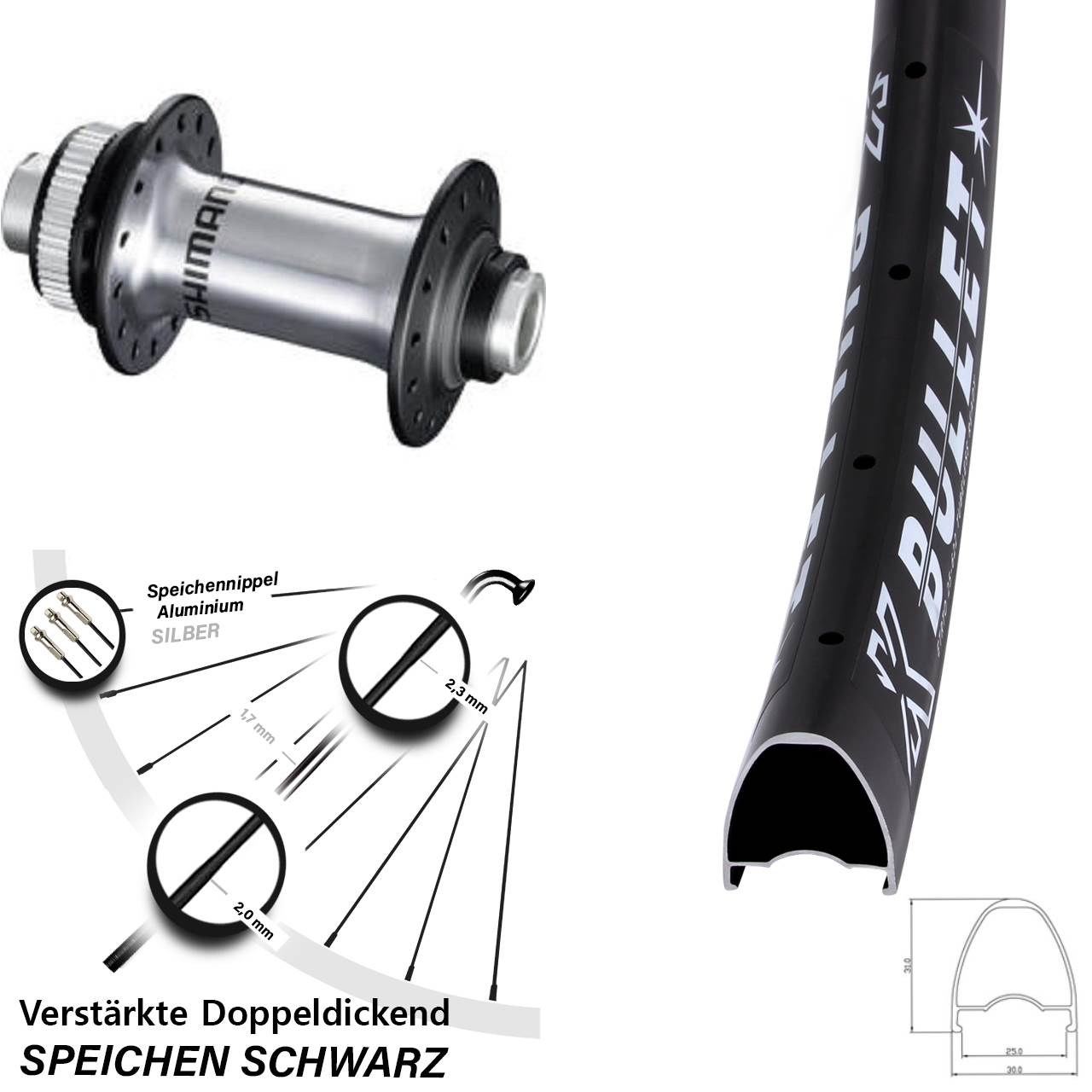 Disc Vorderrad 28 Zoll KX Bullet Shimano RS770 12x100