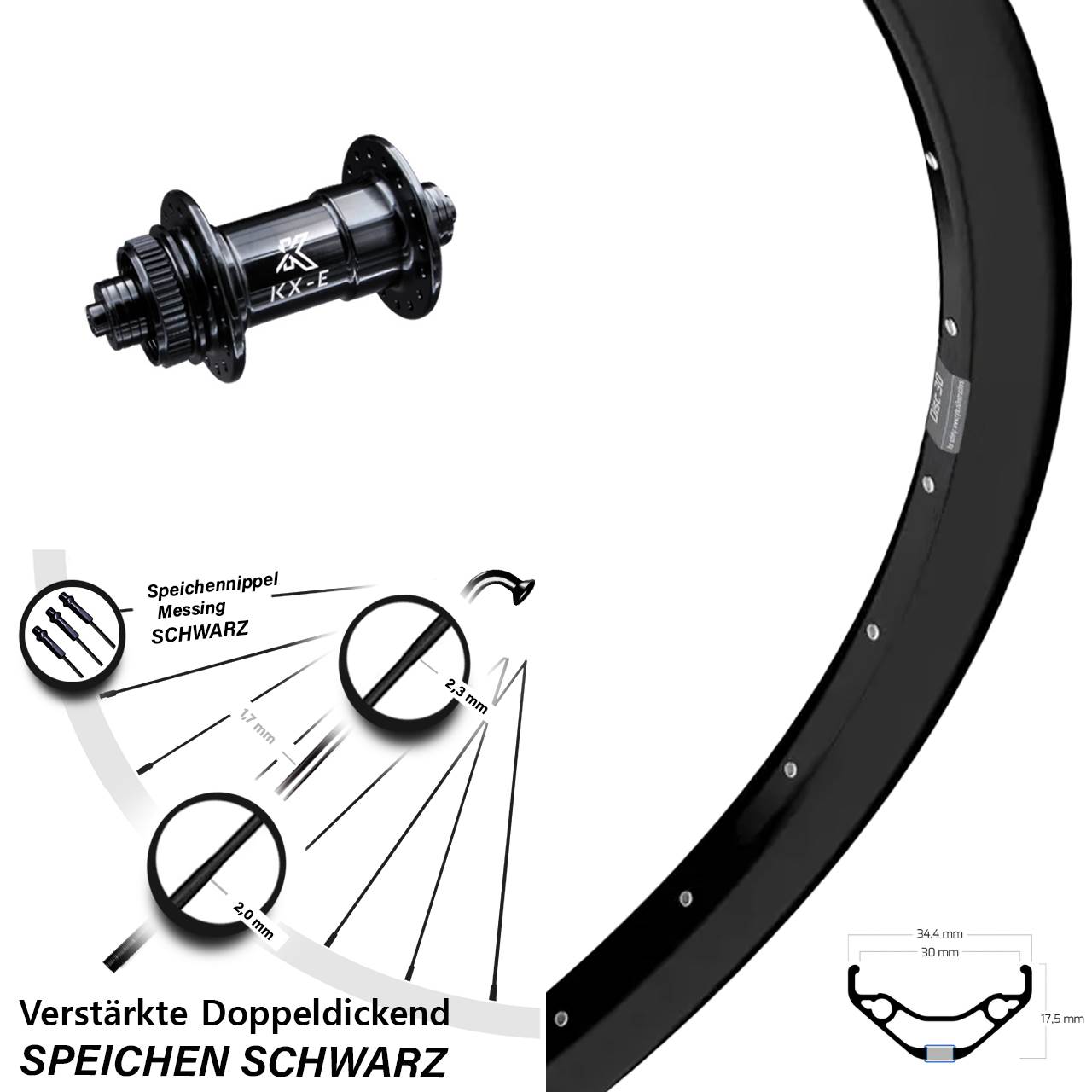 Centerlock Vorderrad 29 Zoll Ryde Disc 30 KX-E Heavy Duty für Schnellspanner