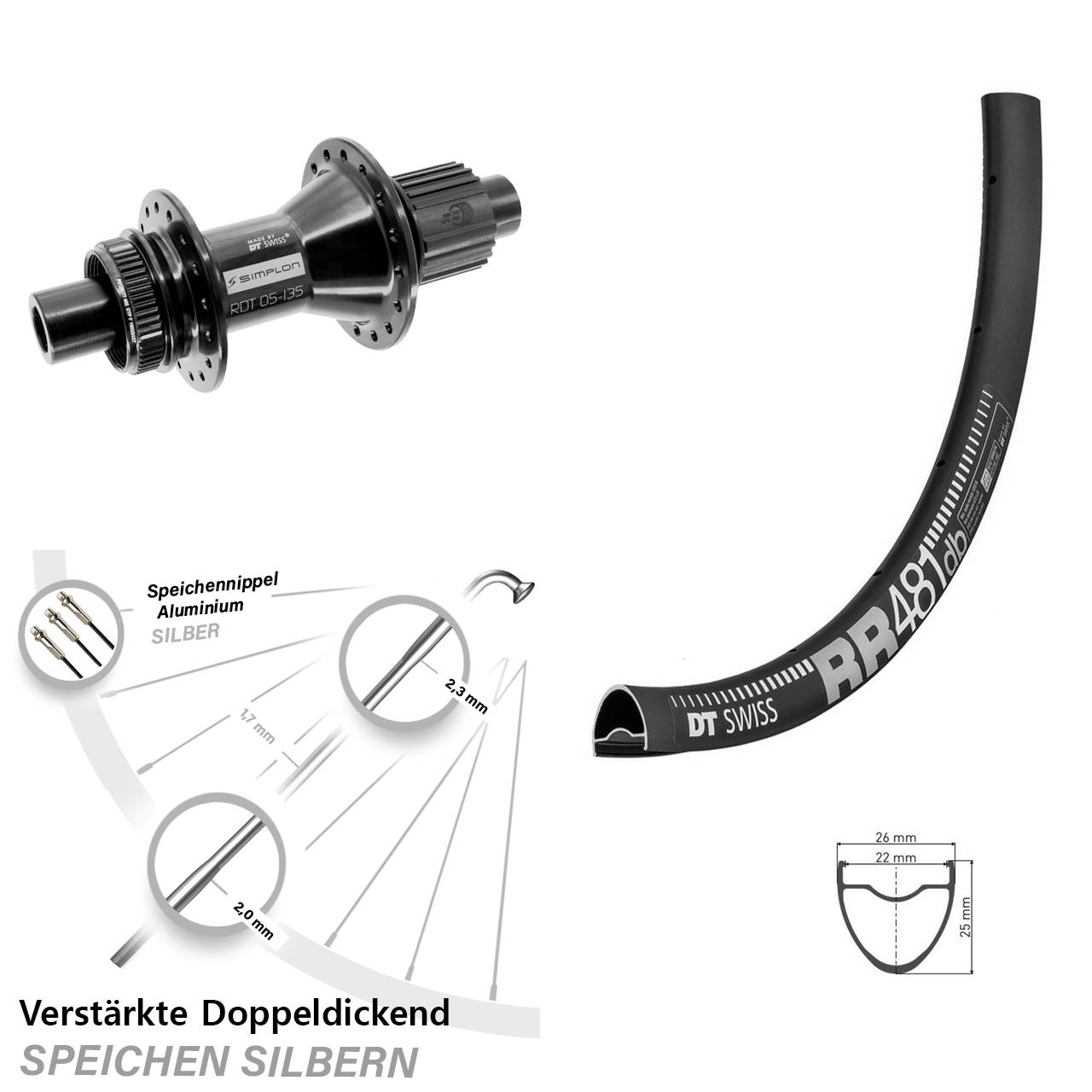 DT Swiss RR481 DT Swiss 370 Hybrid 28 Zoll Disc Laufrad 12x142 Shimano Micro Spline
