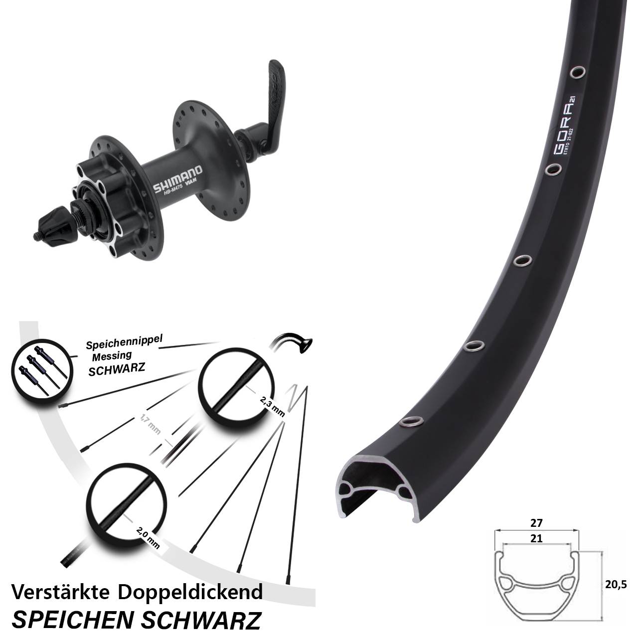 28-29 Zoll Gora 21 Shimano Alivio Disc Laufrad QR