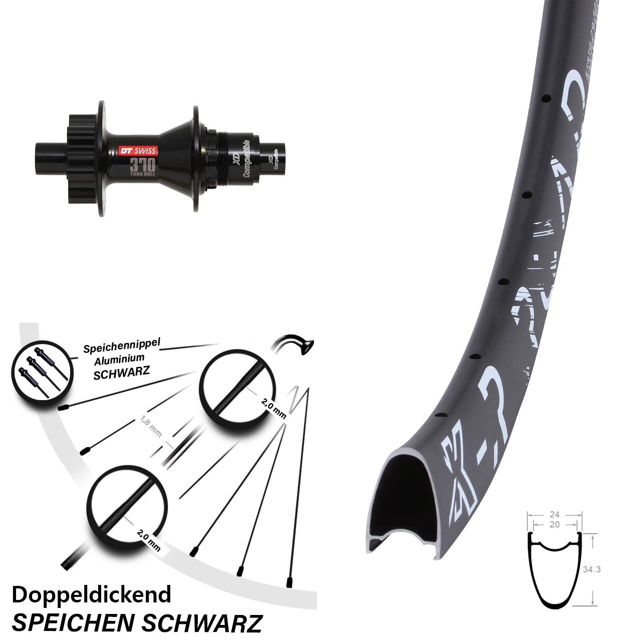Disc Laufrad 12x142 28 Zoll KX-R Road DT Swiss 370 XD