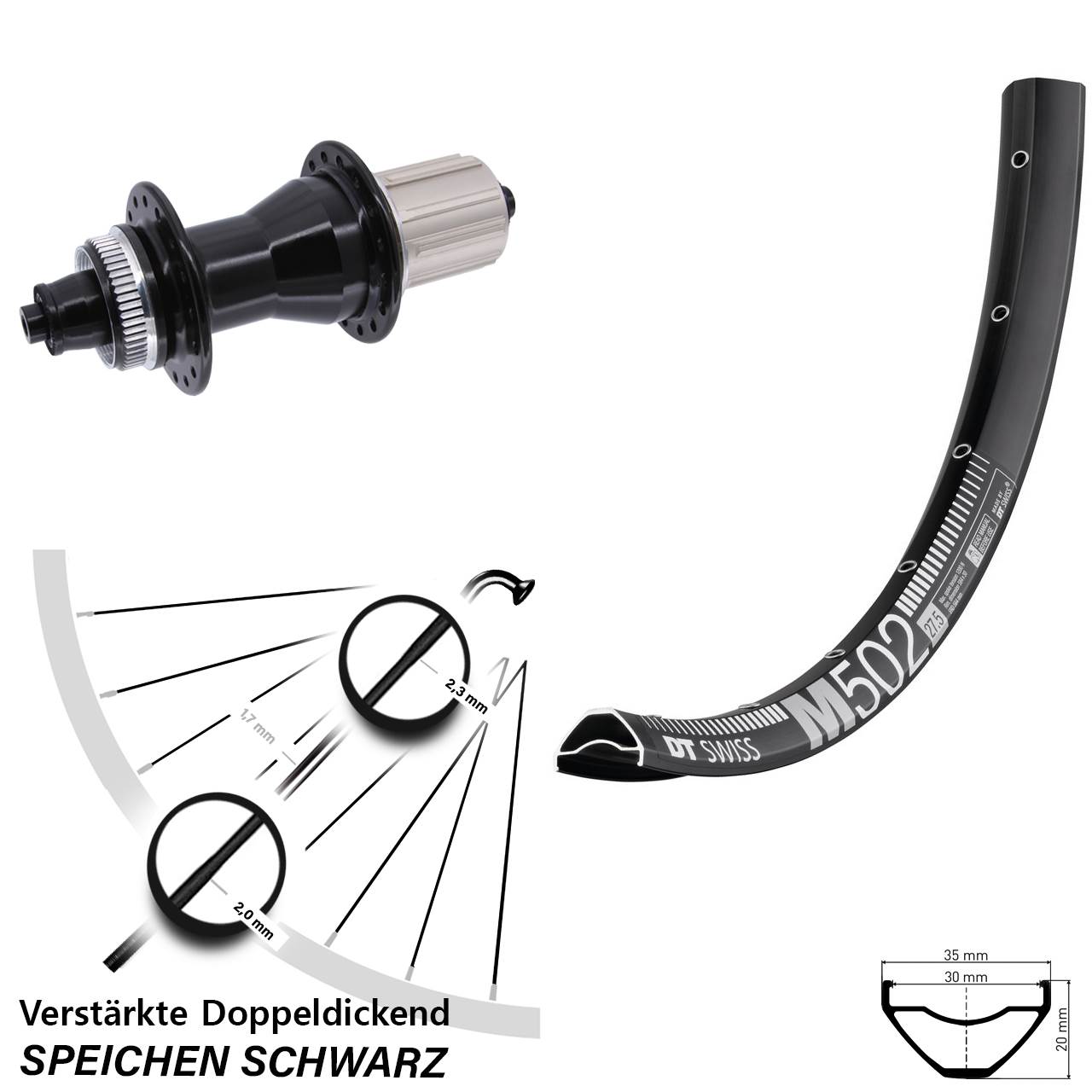 Disc Hinterrad 27,5 Zoll DT Swiss M502 Novatec CL135 8-12 fach HG QR