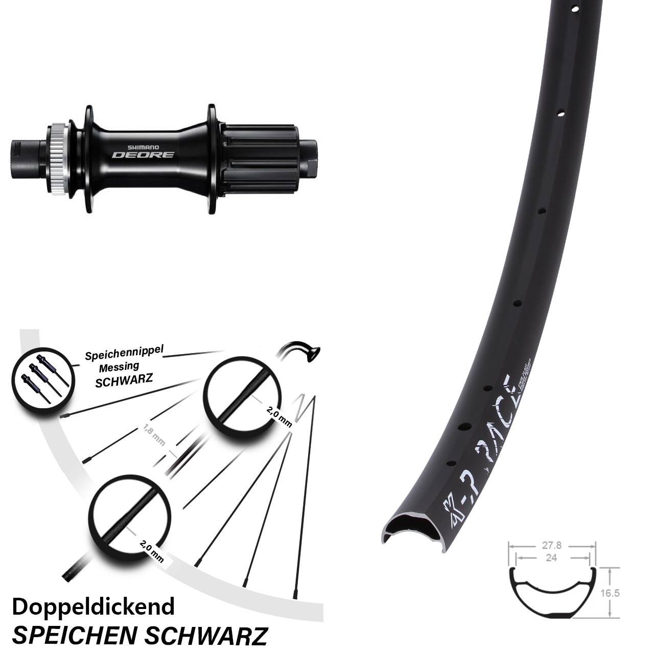 Hinterrad Centerlock 28 Zoll KX-R Race Shimano FH-M6010-B 8-11 fach 12x148 Boost