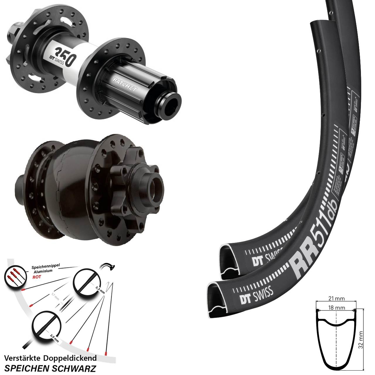 Disc Laufrad-Satz 28 Zoll DT Swiss RR511 350 SON 8-11 fach HG 15x100 12x142