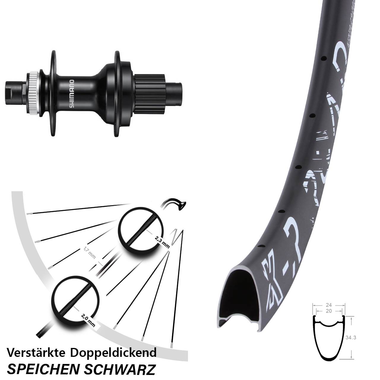 Centerlock Hinterrad 12x142 28-29 Zoll KX-R Road Shimano FH-MT510 Micro Spline