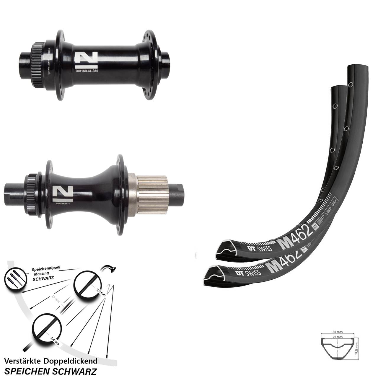 DT Swiss M462 Novatec D041 D462SB 27,5 Zoll Disc Laufradsatz 15x110 12x148 Micro Spline