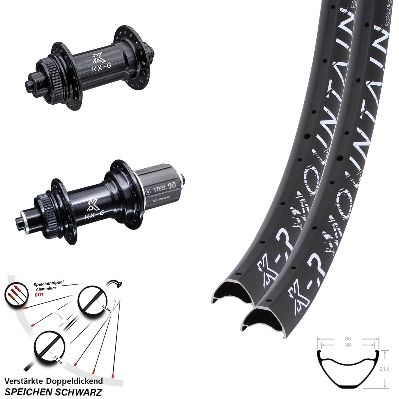 Centerlock Laufradsatz 27,5/29 Zoll KX-GSR Mountain HG 8-12 fach für Schnellspanner