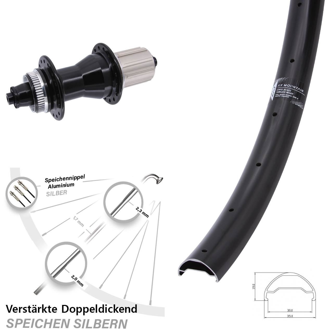 KX Mountain Novatec CL-135 29 Zoll Hinterrad Centerlock QR 8-12 fach
