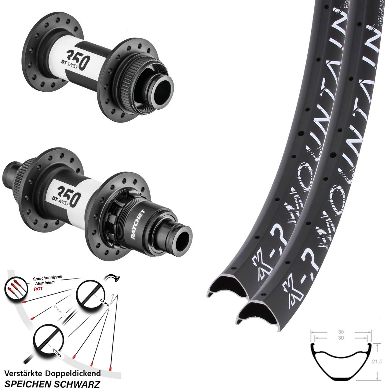 Laufradsatz 27,5/29 Zoll KX-R Mountain DT Swiss 350 Sram XD 15x110 12x148