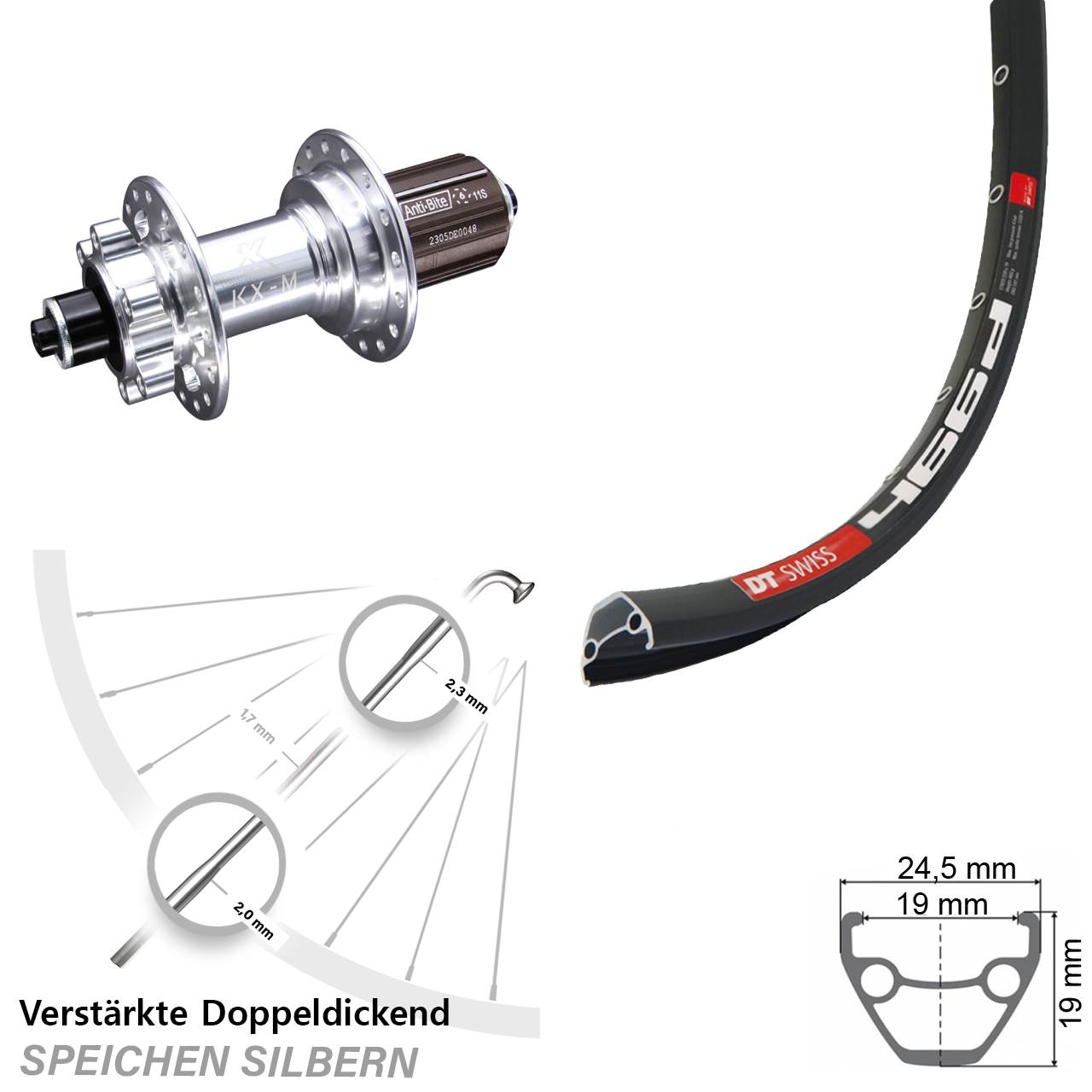 DT Swiss 466 KX-M 29 Zoll Hinterrad 6-Loch für Schnellspanner 8-12 fach