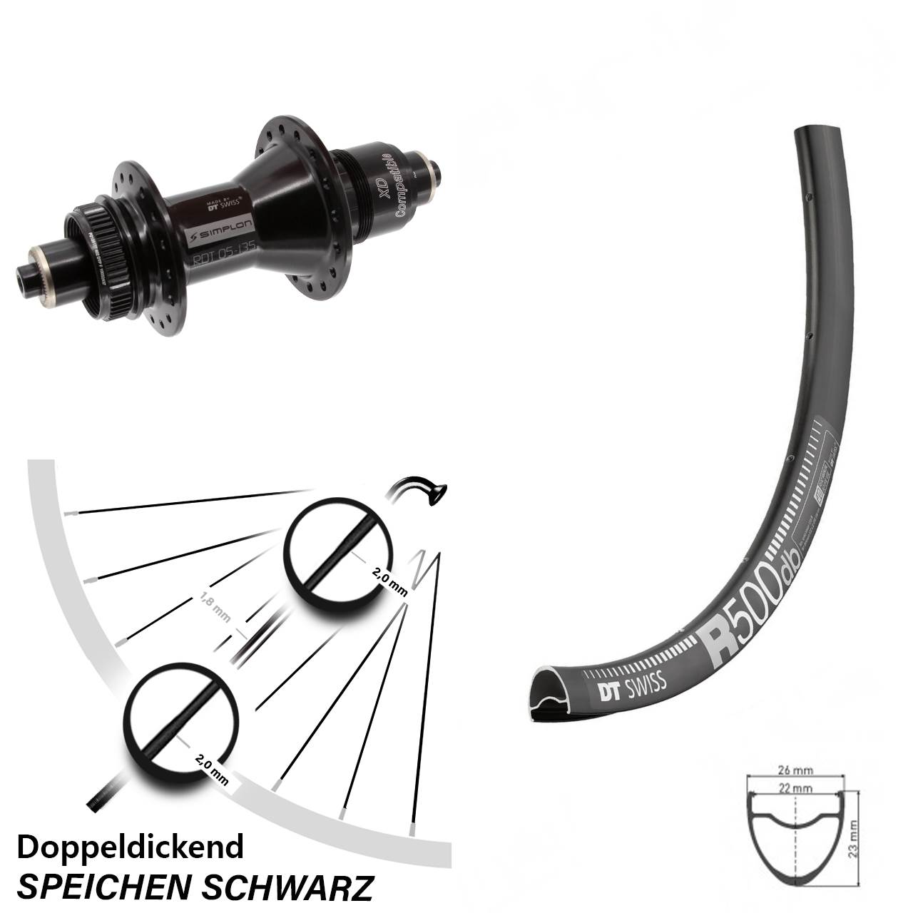 DT Swiss R 500-370 28-29 Zoll Disc Laufrad QR SRAM XD