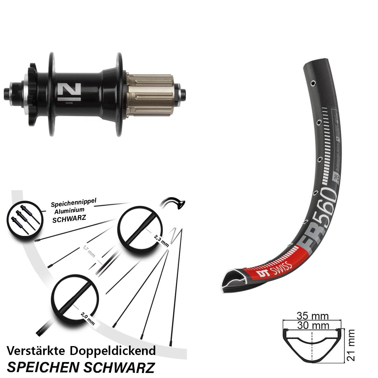 Hinterrad 6-Loch für Schnellspanner 26 Zoll DT Swiss FR560 Novatec D042 8-11 fach HG