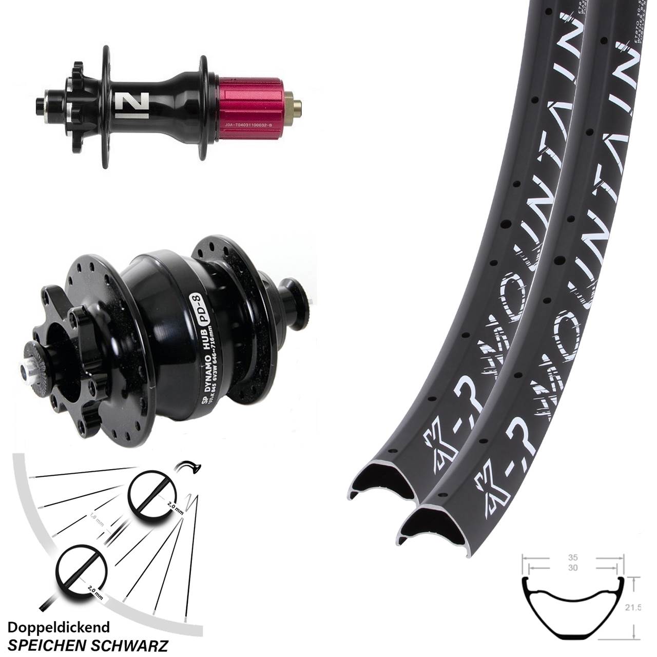 KX-R Mountain Novatec D792 SP PD-8 27,5 Zoll Laufradsatz 6-Loch QR 8-12 fach HG