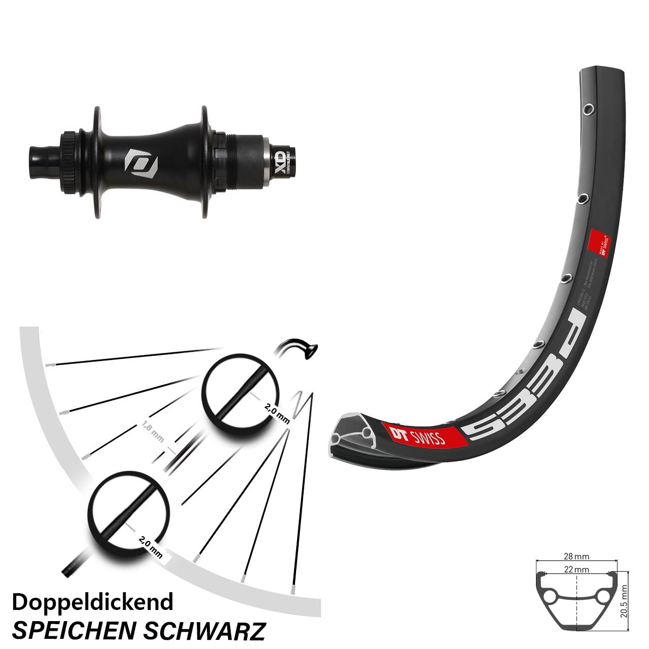 Boost Centerlock Hinterrad 12x148 29 Zoll DT Swiss 533 D Syncros SRAM XD