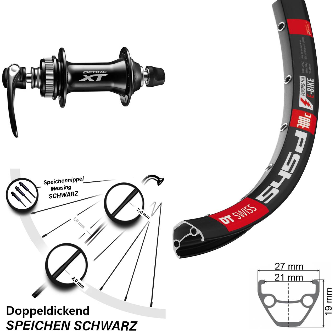 Disc Laufrad 26 Zoll DT Swiss 545d Shimano HB-M8000 QR