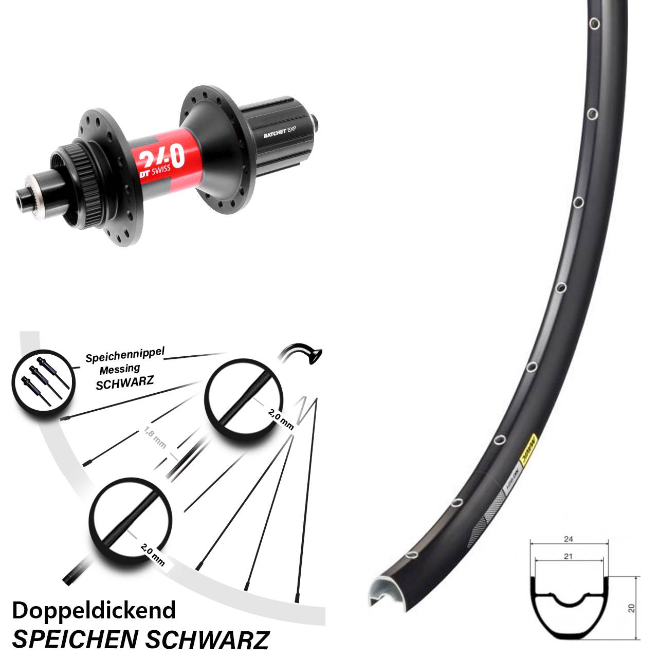 Mavic XC621 DT Swiss 240 28-29 Zoll Hinterrad Centerlock für Schnellspanner 11-12 fach HG