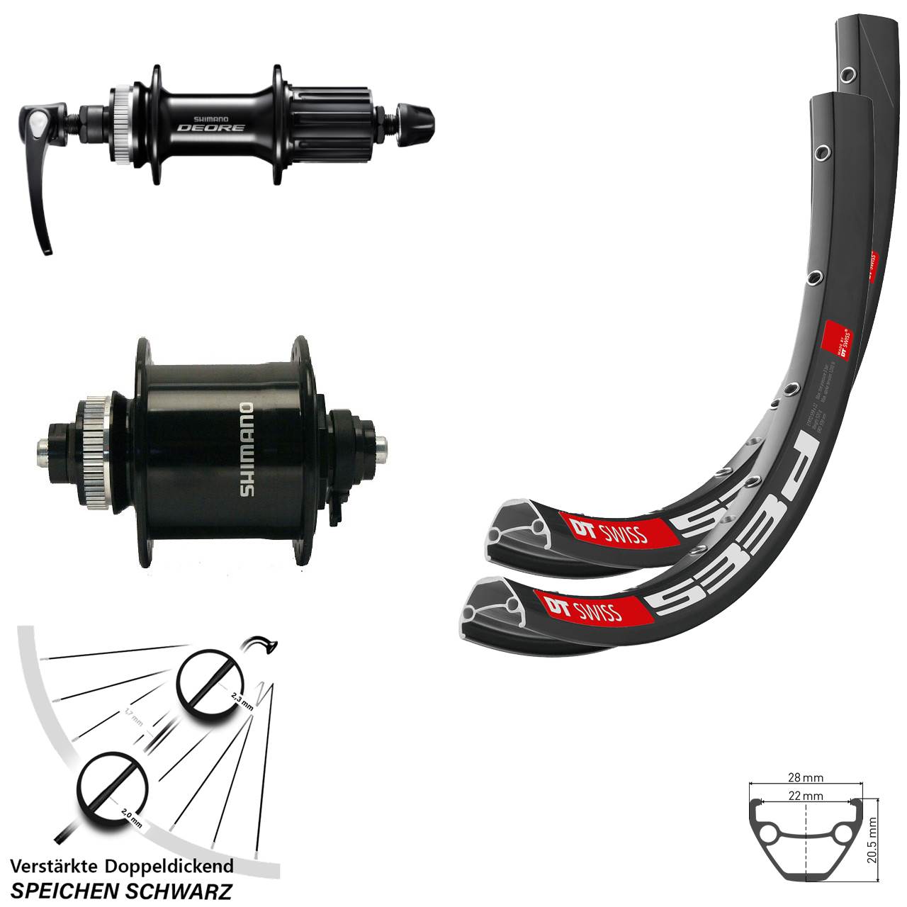DT Swiss 533 D Shimano DH-UR700-Deore FH-M6000 28-29 Zoll Laufradsatz 8-11 fach HG
