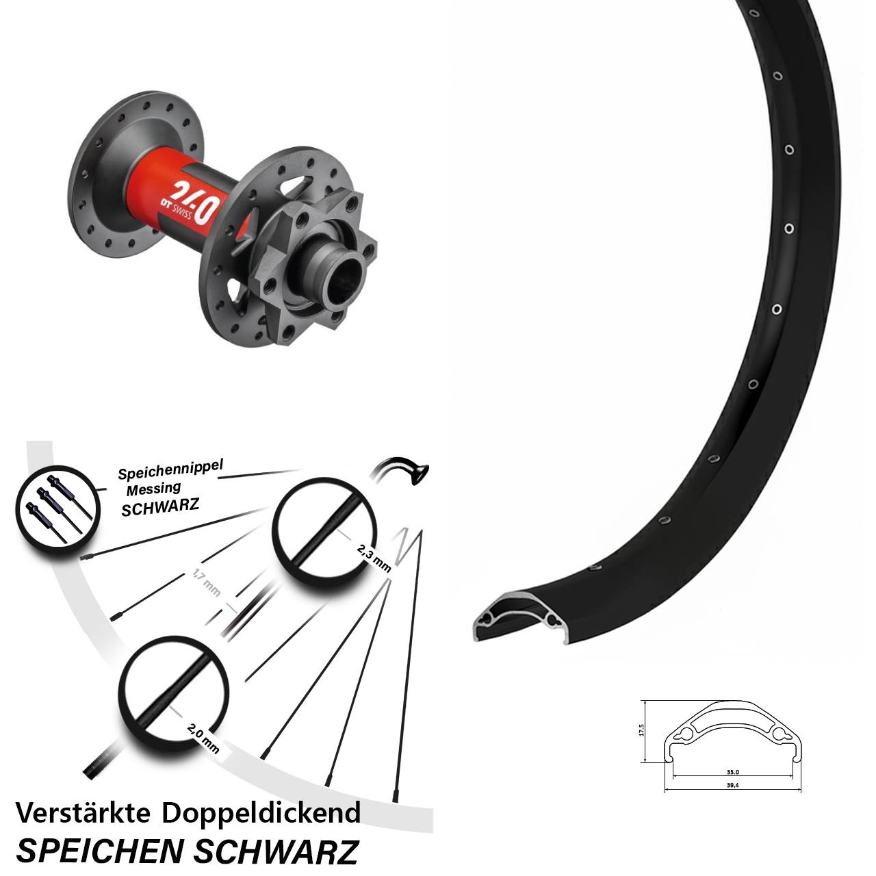 Vorderrad 6-Loch 29 Zoll Ryde Disc 35 DT Swiss 240 15x110 Boost