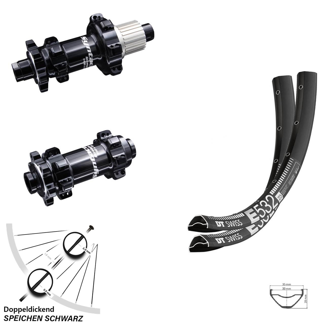 27,5 Zoll Boost Laufradsatz Syntace Straightpull 12-fach Micro Spline DT Swiss E 532