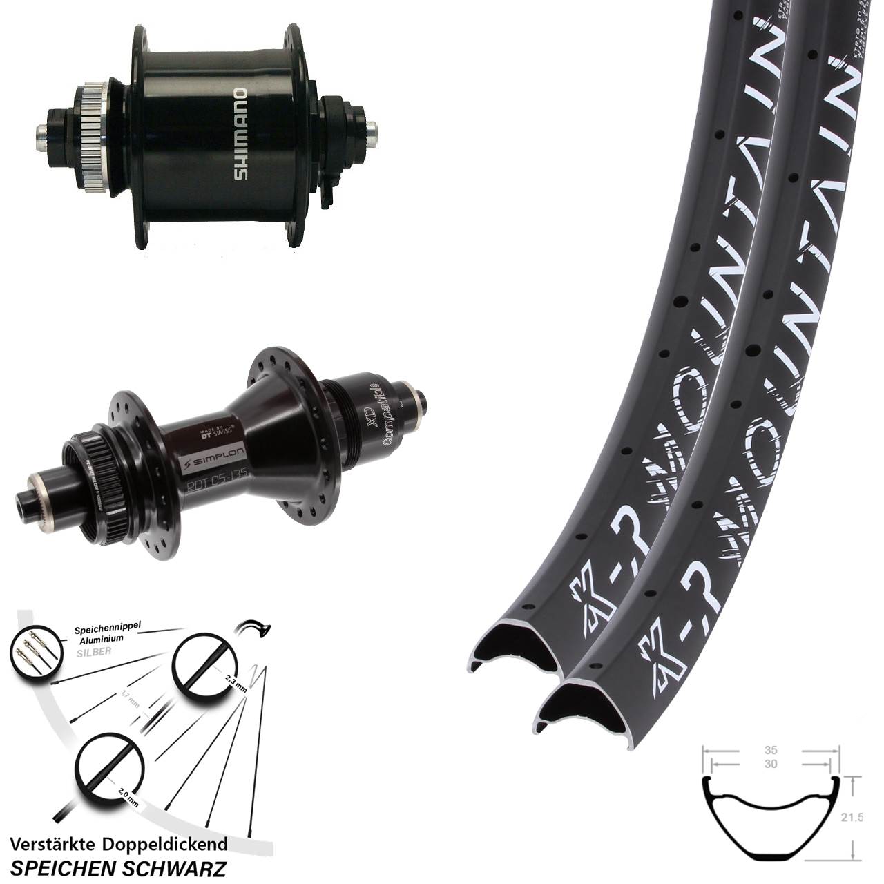 Centerlock Laufradsatz 27,5 Zoll KX-R Mountain DT Swiss 370 Shimano DH-UR700 SRAM XD QR