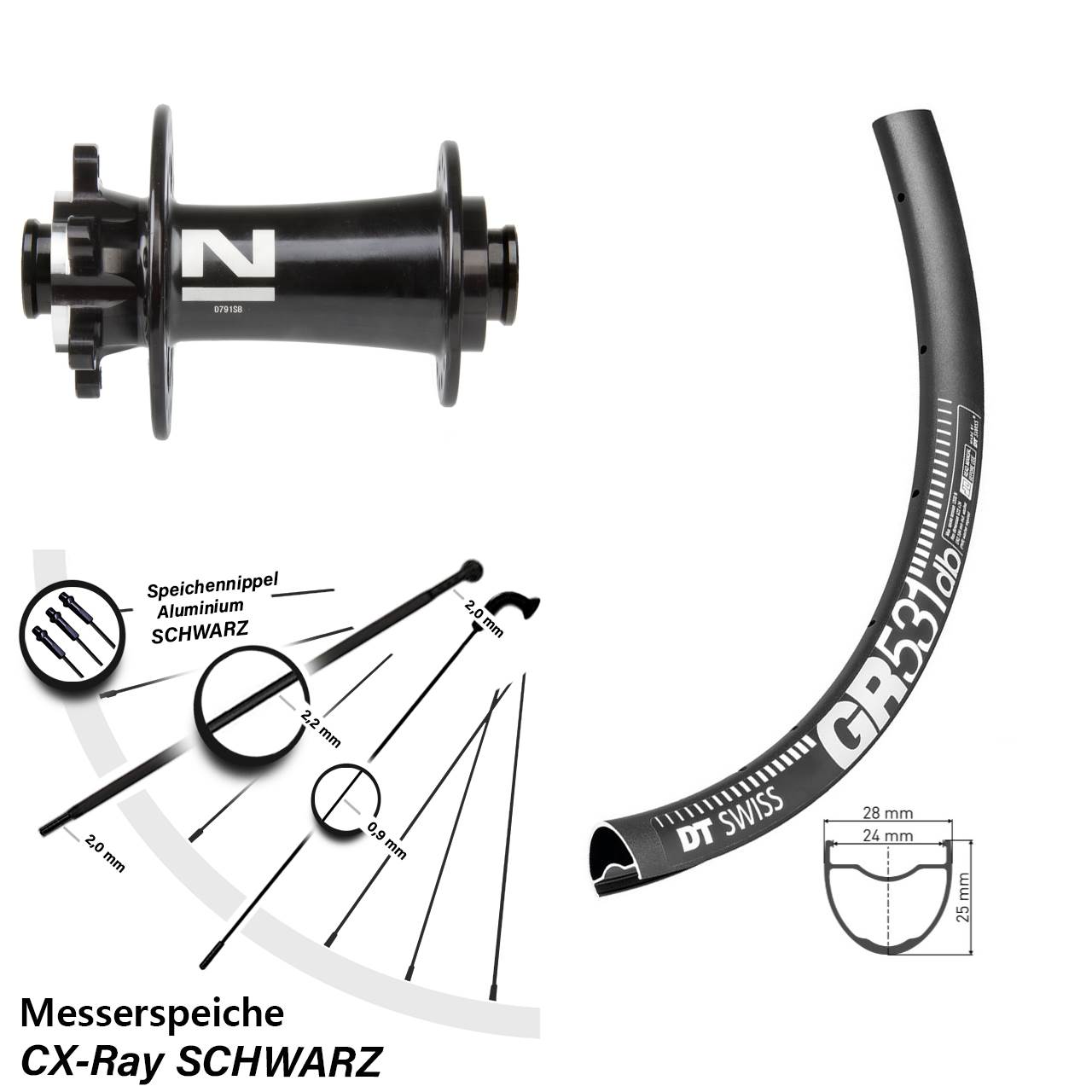 DT Swiss GR531 Novatec D791 28-29 Zoll Vorderrad 6-Loch 12x100 CX-Ray