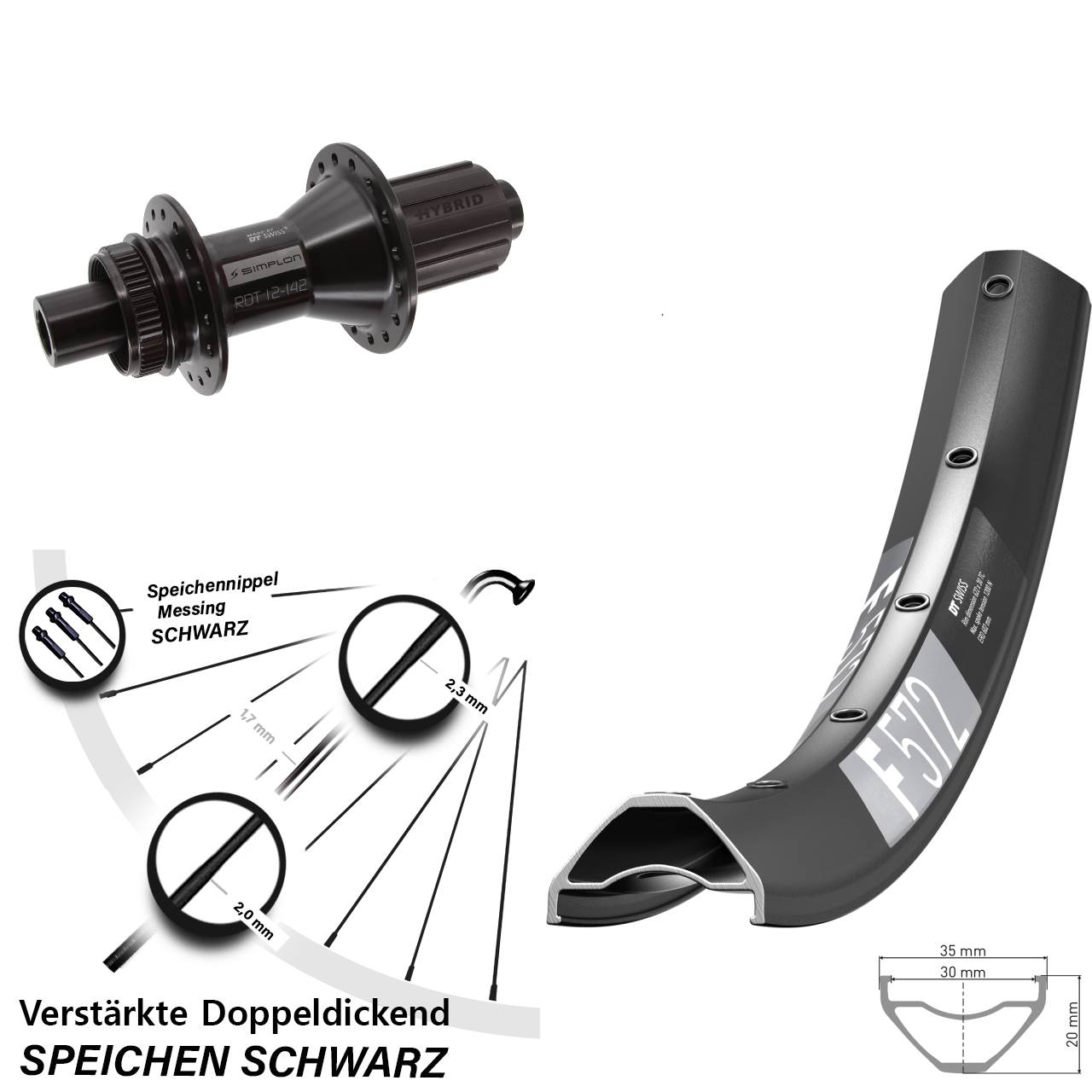 Hinterrad Centerlock 27,5 Zoll DT Swiss F572-370 Hybrid 8-11 fach 12x142