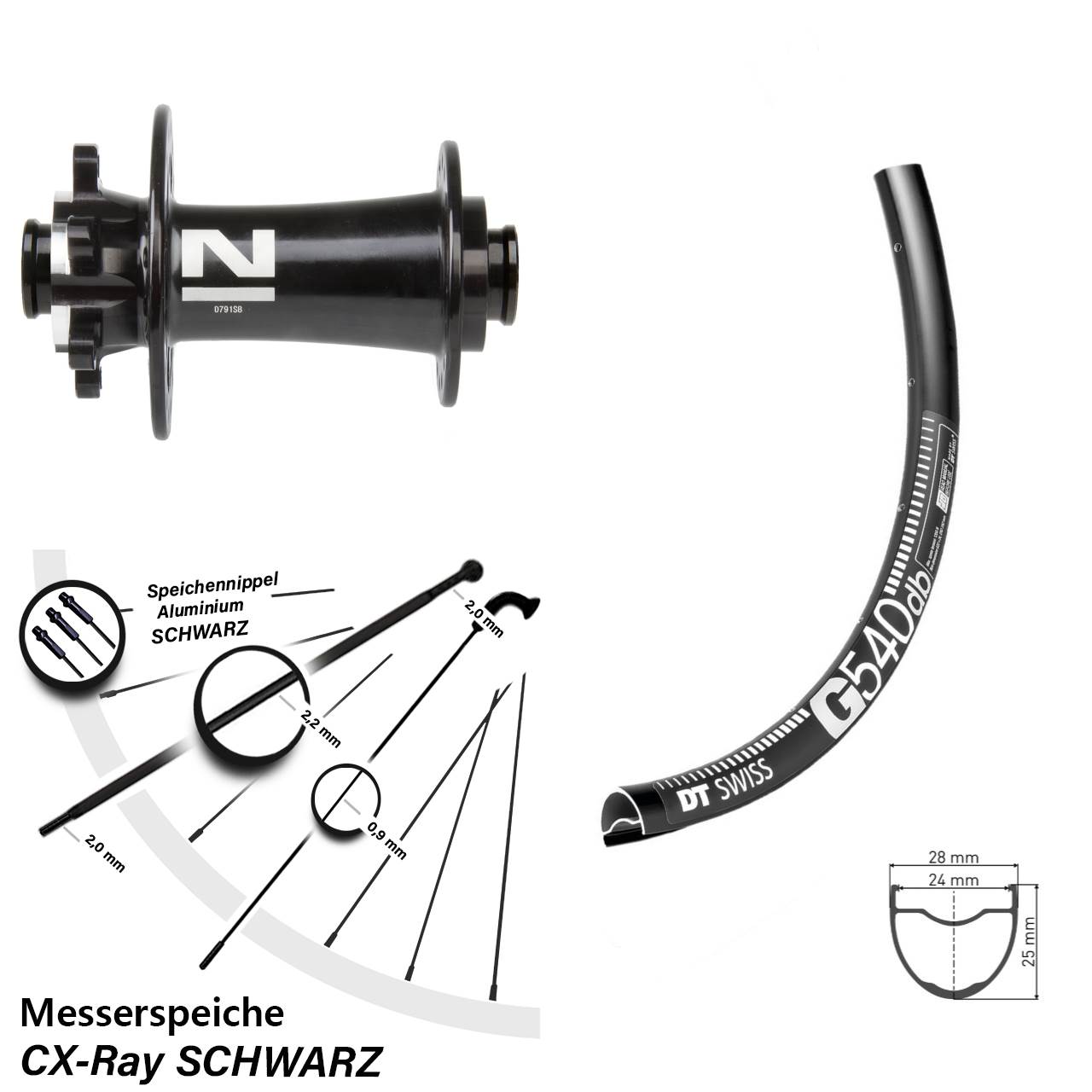 29 Zoll DT Swiss G 540 Novatec D791 6-Loch Vorderrad 12x100 CX-Ray