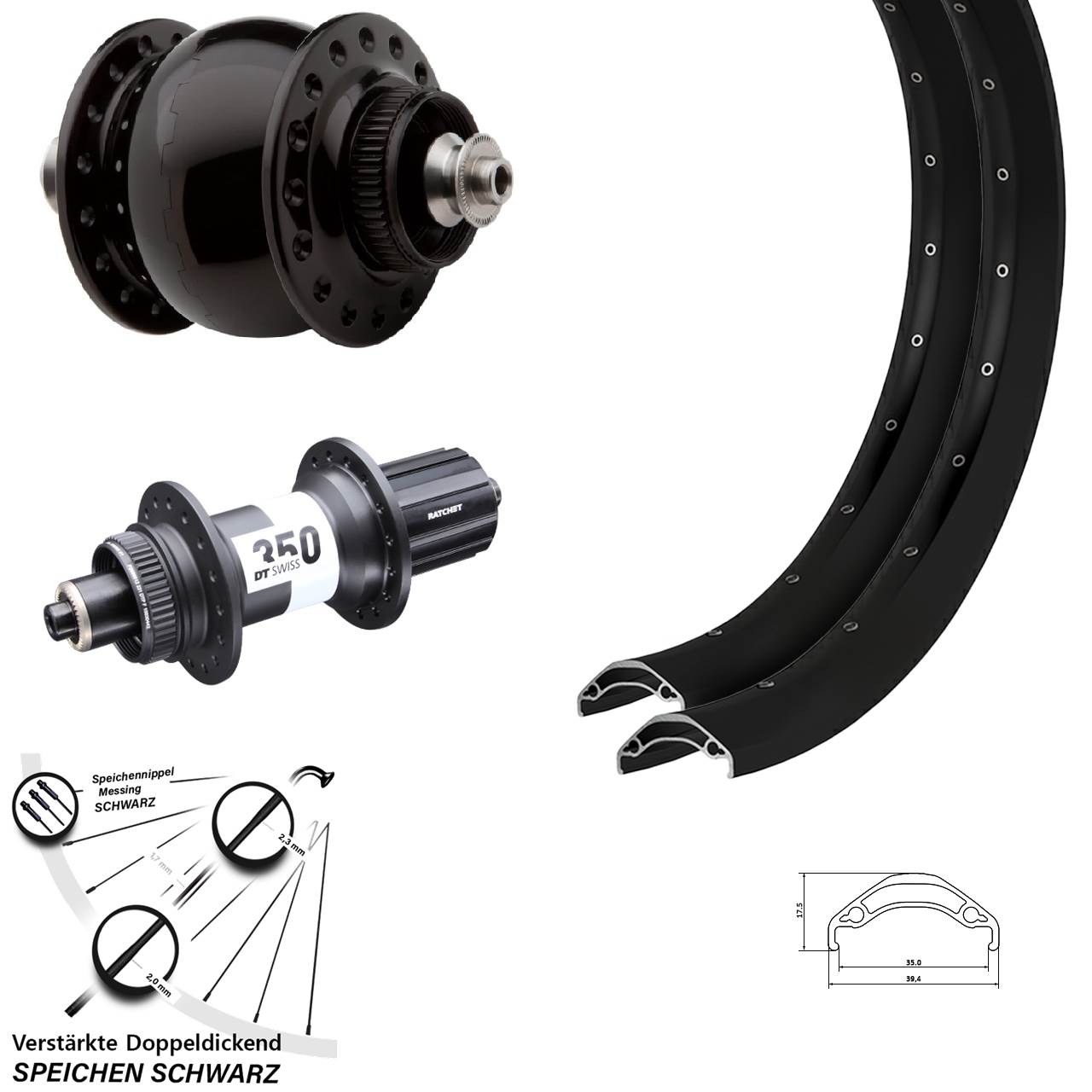 Laufradsatz 29 Zoll Ryde Disc 35 DT Swiss 350 SONdelux 8-11 fach HG QR