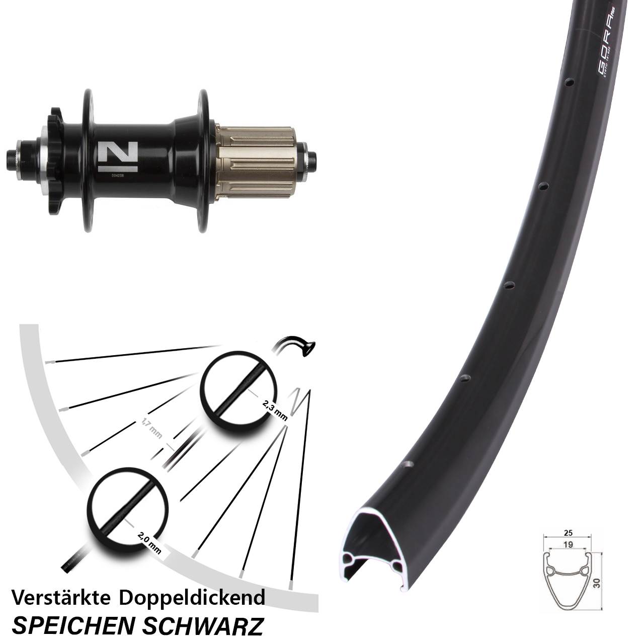 28 Zoll Gora Plus Novatec D042 6-Loch Hinterrad für Schnellspanner 8-11 fach HG