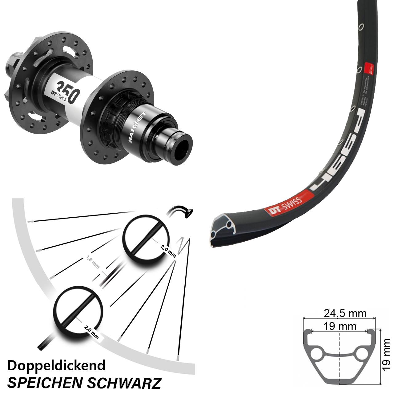 Boost 6-Loch Hinterrad 12x148 29 Zoll 466d DT Swiss 350 XD 11-12 fach