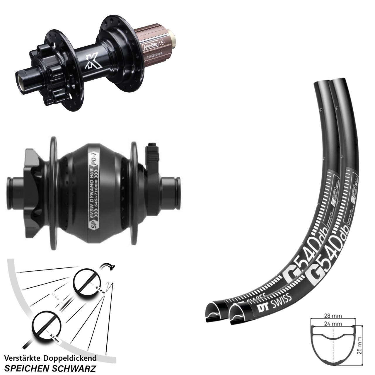 Laufradsatz 6-Loch 29 Zoll DT Swiss G540 KX-M Shutter Precision PD-7 8-12 fach 12x100/142