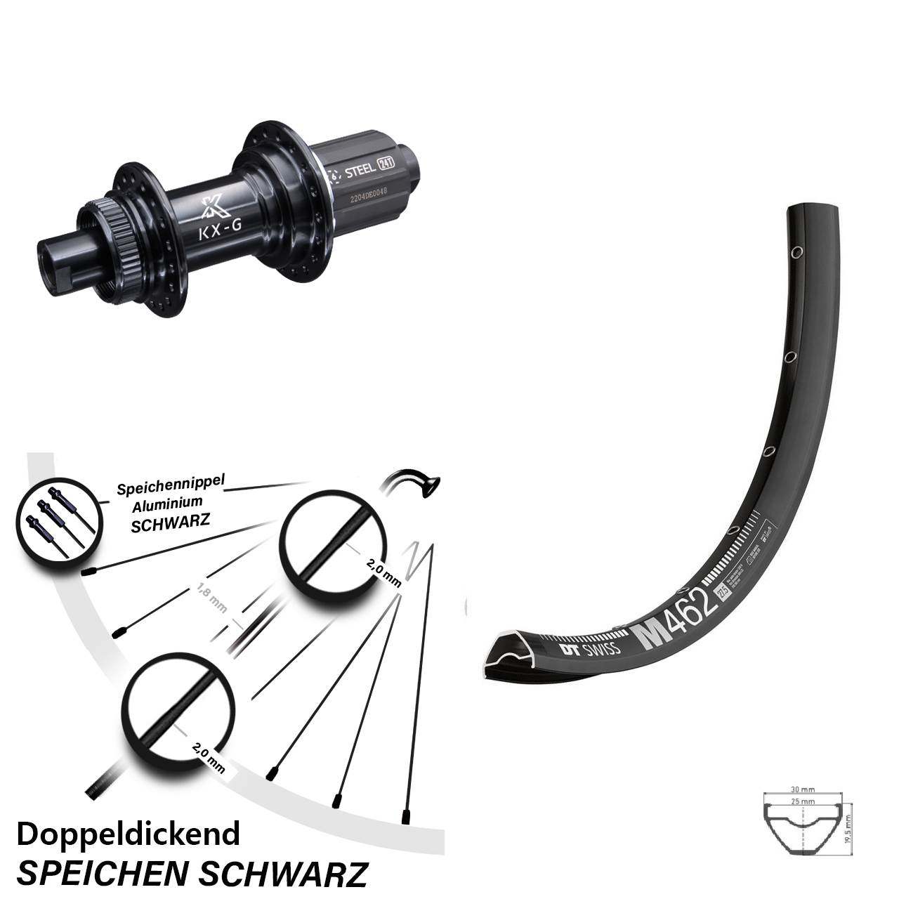 27,5 Zoll Hinterrad DT Swiss M 462 KX-GS 8-12 fach 12x142