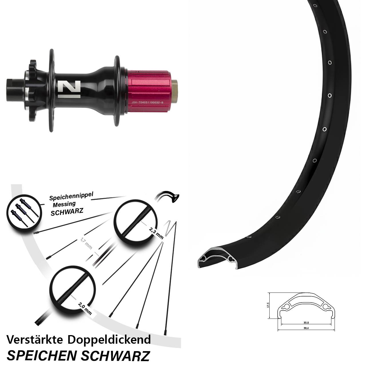 29 Zoll Hinterrad Ryde Disc 35 Novatec D792 8-12 fach HG 12x142