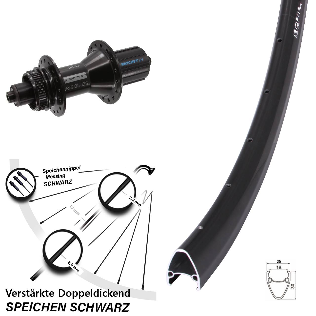 28 Zoll Gora Plus DT Swiss 370 Hybrid Disc Hinterrad QR 8-11 fach