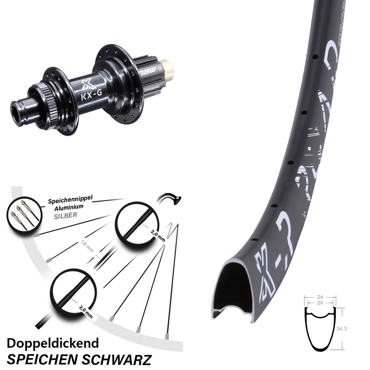 Hinterrad Centerlock 12x142 28 Zoll KX-GR Road Campa N3W
