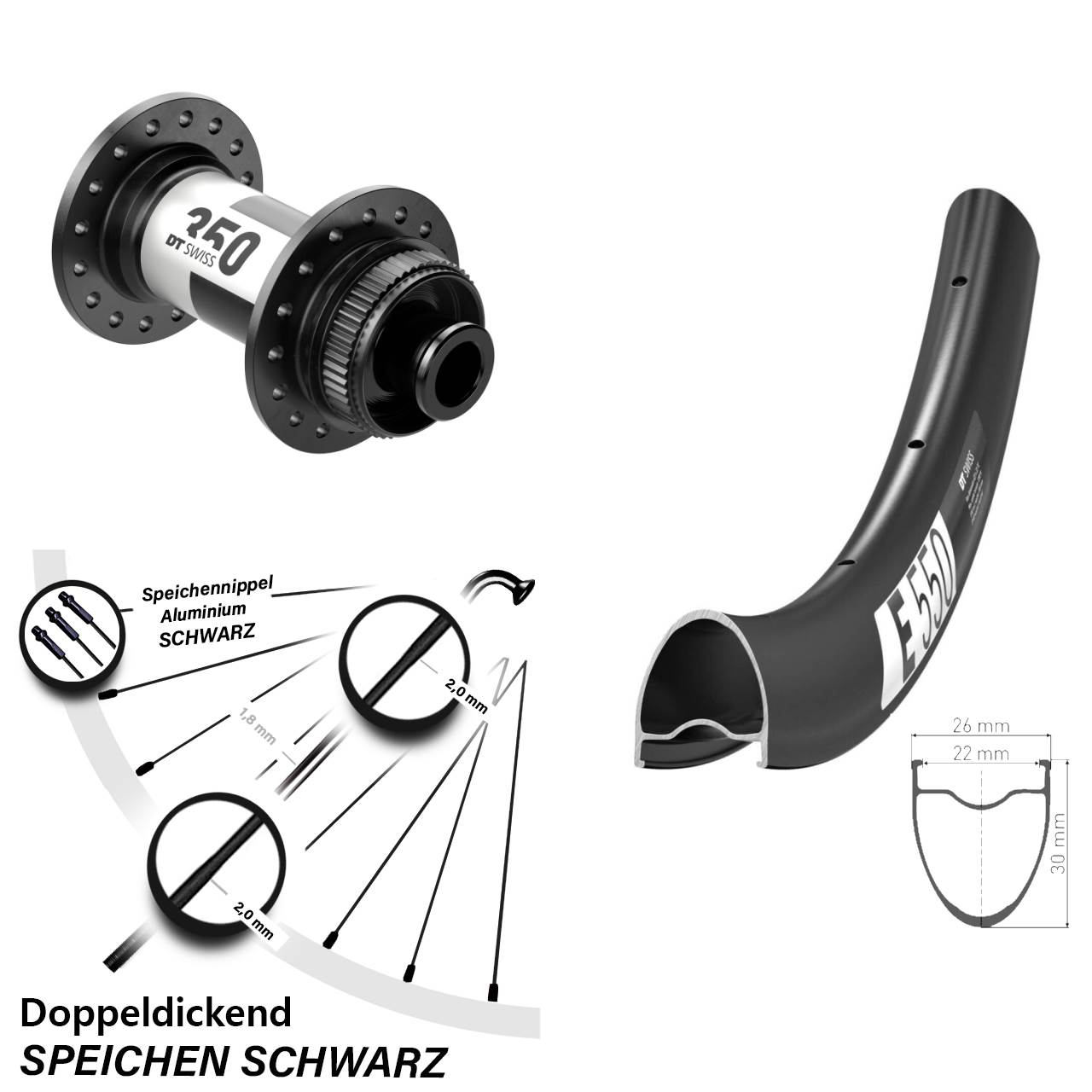 Laufrad 28 Zoll DT Swiss E550-350 12x100 Centerlock