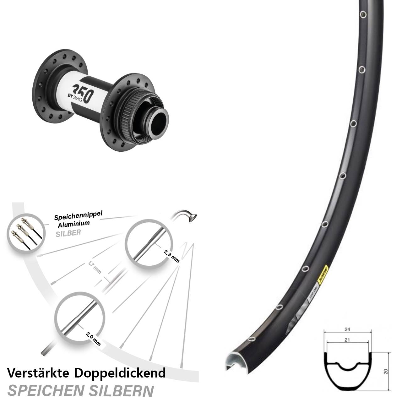 Disc Laufrad 29 Zoll Mavic XC621 DT Swiss 350 15x100