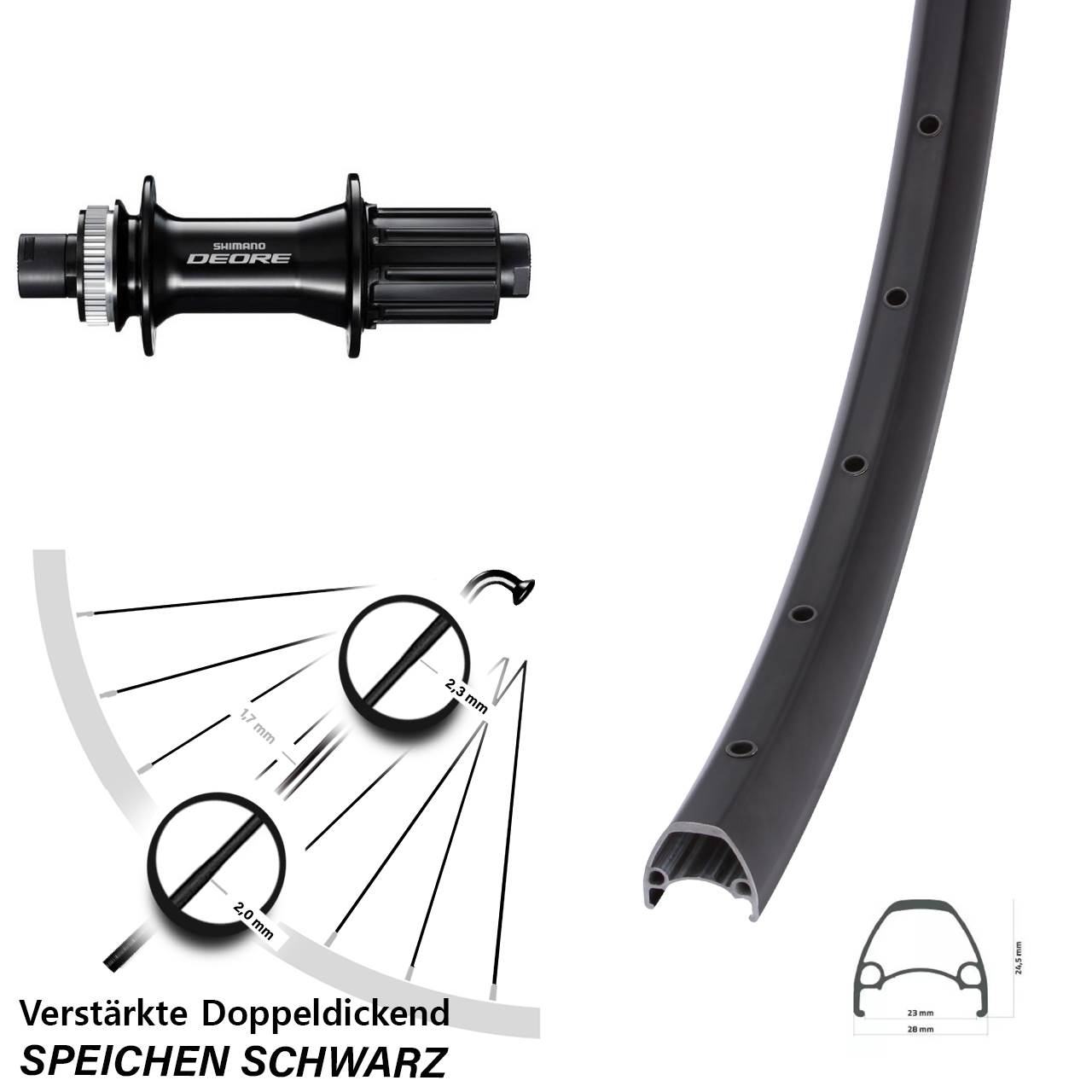Ambrosio Sport Shimano FH-M6010-B 28 Zoll Disc Laufrad 12x148 8-11 fach HG