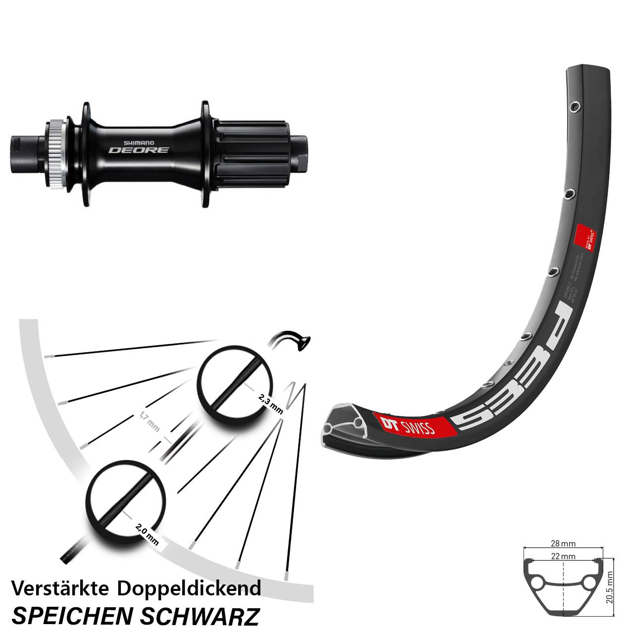 Hinterrad Centerlock 28-29 Zoll DT Swiss 533d Shimano Deore 8-11 fach 12x148