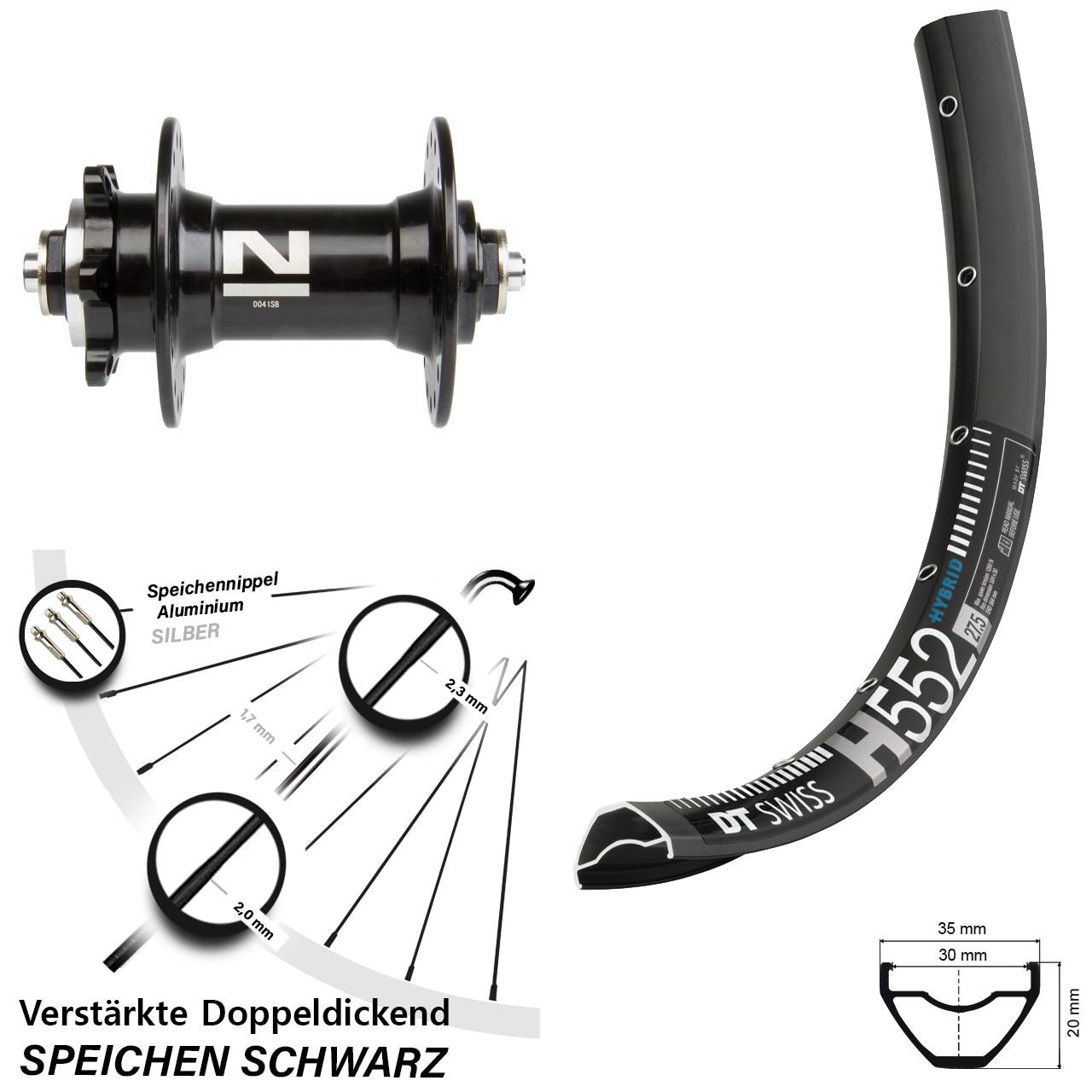 Vorderrad 6-Loch 29 Zoll DT Swiss H552 Novatec D-041 QR