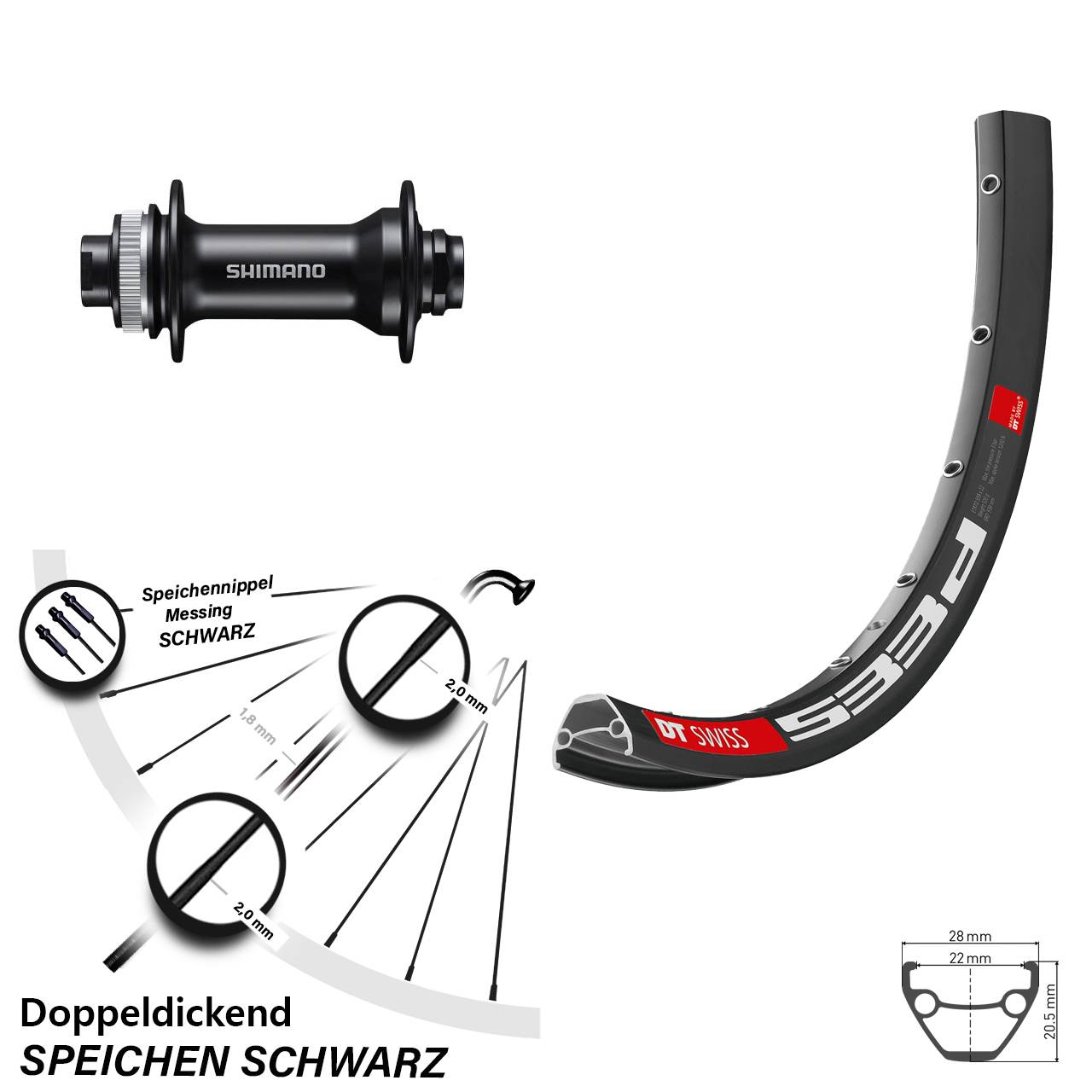 Disc Vorderrad 29 Zoll DT Swiss 533 D Shimano HB-MT400 15x100