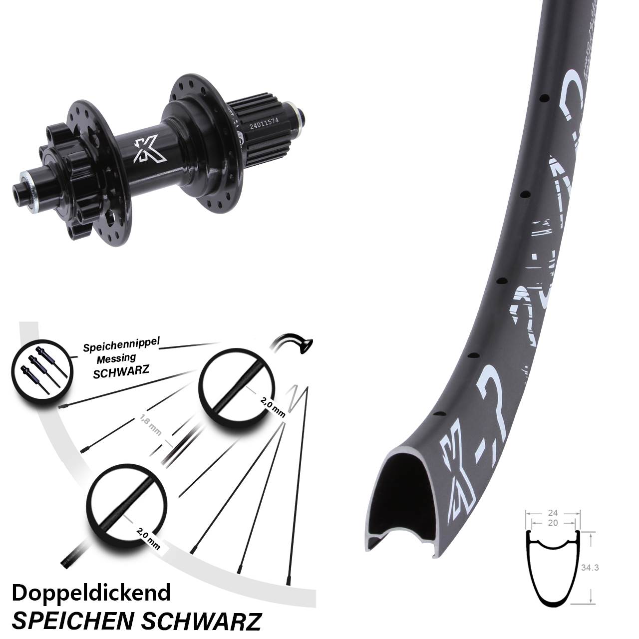 28 Zoll KX-MR Road Hinterrad 6-Loch für Schnellspanner Micro Spline