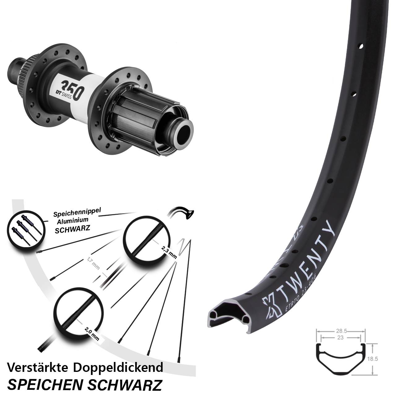 Boost Disc Hinterrad 12x148 20 Zoll KX Twenty DT Swiss 350 8-11 fach