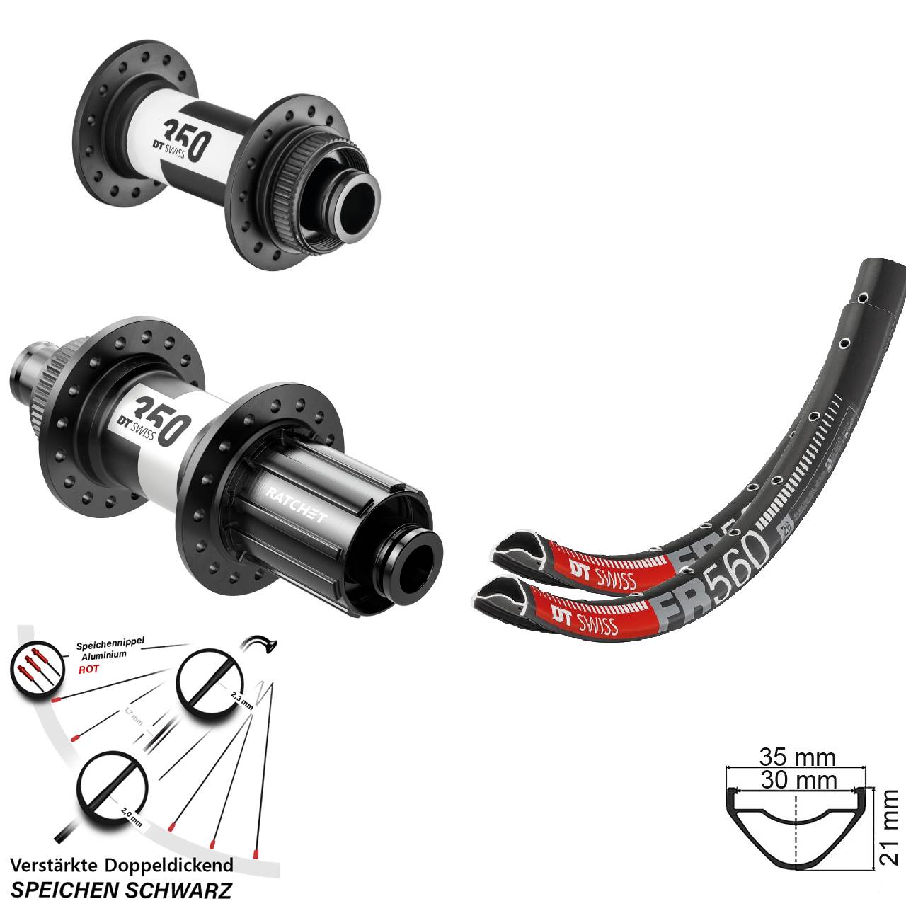 Centerlock Laufradsatz 15x100 12x142 26 Zoll DT Swiss FR 560-350 8-11 fach