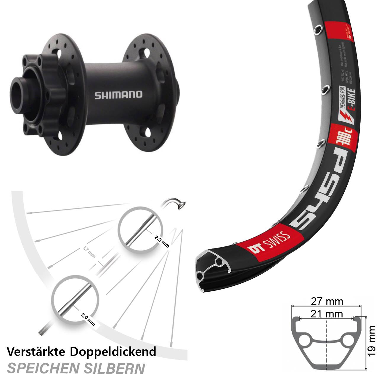 6-Loch Vorderrad 15x100 28 Zoll DT Swiss 545d Shimano Deore XT HB-M758
