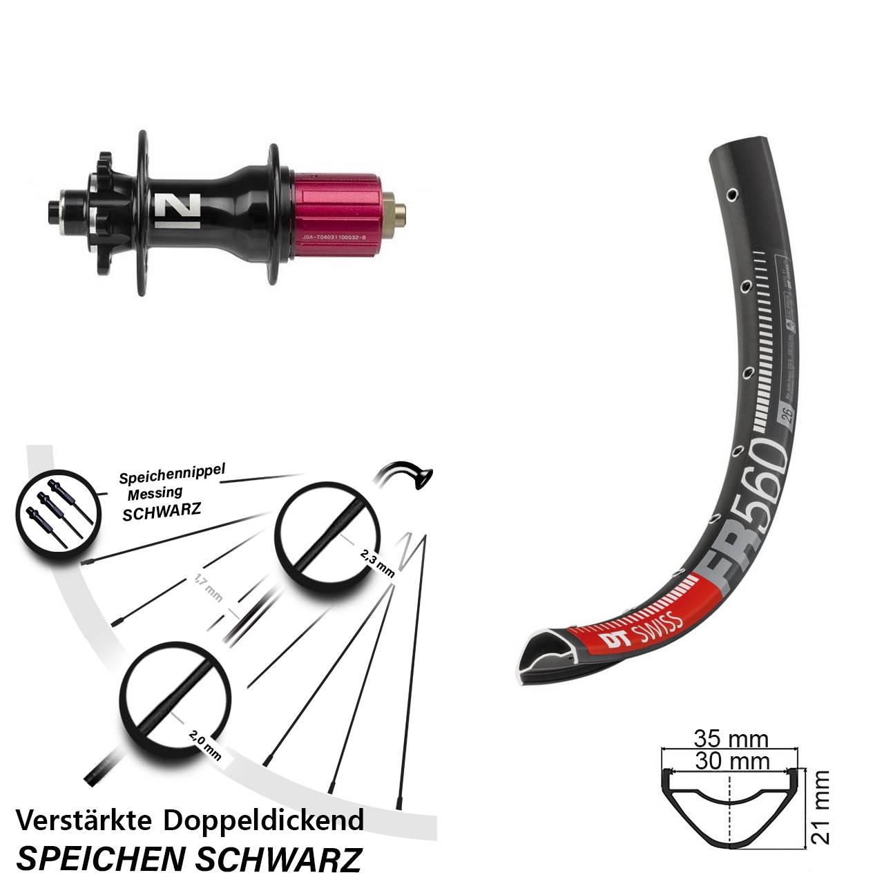 Disc Hinterrad 26 Zoll DT Swiss FR560 Novatec Superlight 8-12 fach HG QR