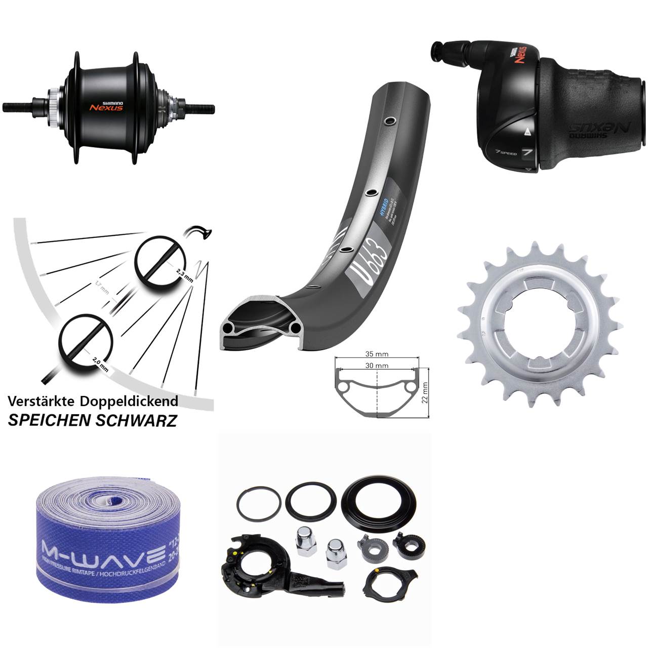 DT Swiss U663 Hinterrad 20 Zoll Shimano Nexus 7 Gang Disc